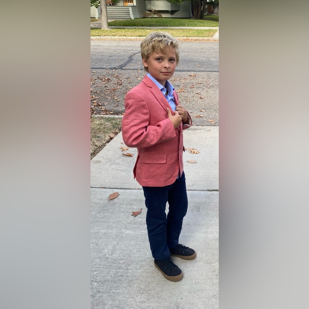 Ralph Lauren Kids Salmon Colored Linen Blazer and Shorts Set